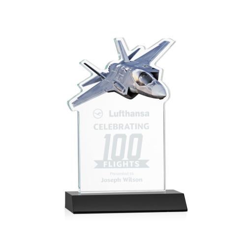 Awards and Plaques - Crystal Trophies - Top Gun Black Unique Crystal Trophy