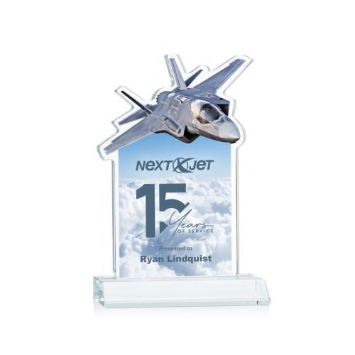 Awards and Plaques - Crystal Trophies - Top Gun Full Color Clear Unique Crystal Trophy