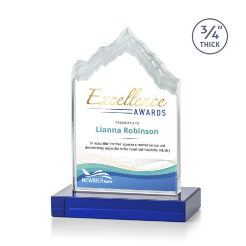 Awards and Plaques - Crystal Trophies - McGinnis Full Color Blue Peaks Crystal Trophy