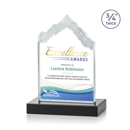 Awards and Plaques - Crystal Trophies - McGinnis Full Color Black Peaks Crystal Trophy