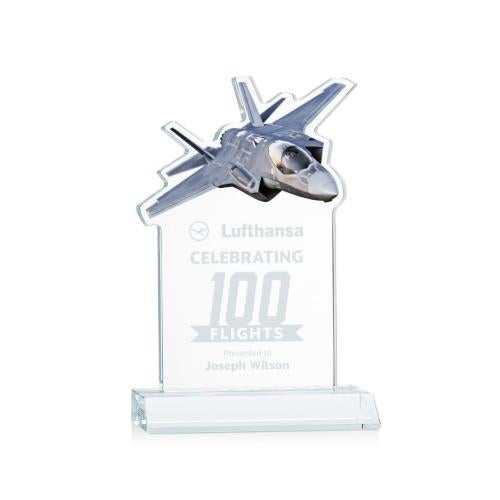 Awards and Plaques - Crystal Trophies - Top Gun Clear Unique Crystal Trophy