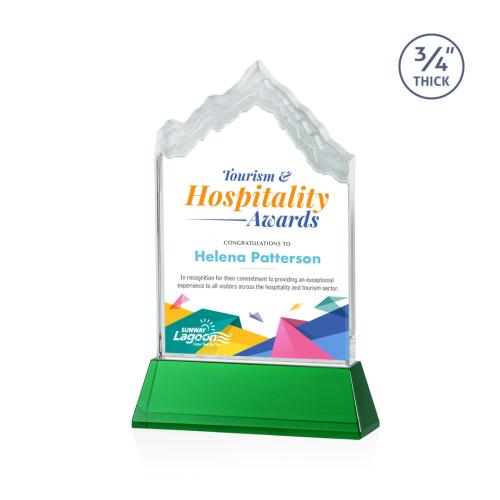 Awards and Plaques - Crystal Trophies - McGinnis Full Color on Helton Green Peaks Crystal Trophy