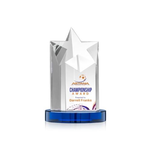 Awards and Plaques - Crystal Trophies - Weber Full Color on Charles Base Blue Crystal Trophy