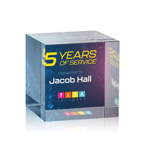 Awards and Plaques - Crystal Trophies - Square Cube Full Color Square / Cube Crystal Trophy