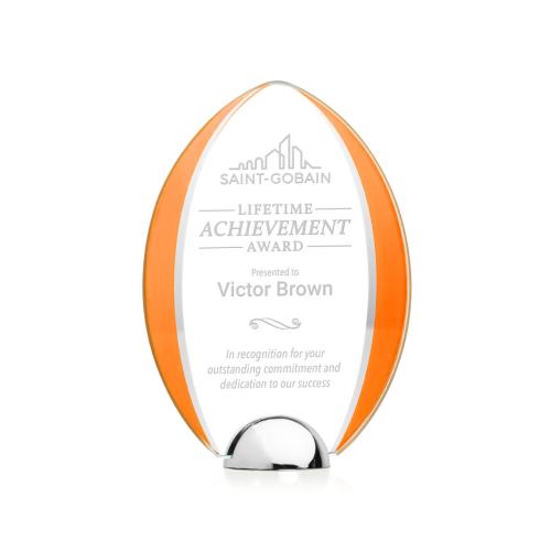 Awards and Plaques - Crystal Trophies - Lincoln Orange Tear Drop Crystal Trophy
