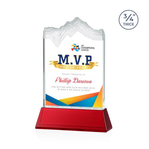 Awards and Plaques - Crystal Trophies - Castellanos Full Color on Helton Red Peaks Crystal Trophy