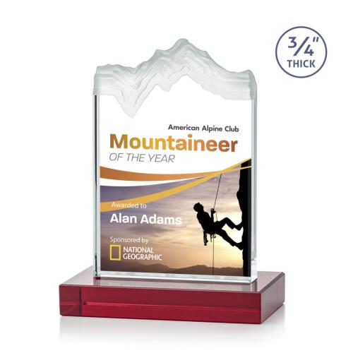 Awards and Plaques - Crystal Trophies - Castellanos Full Color Red Peaks Crystal Trophy
