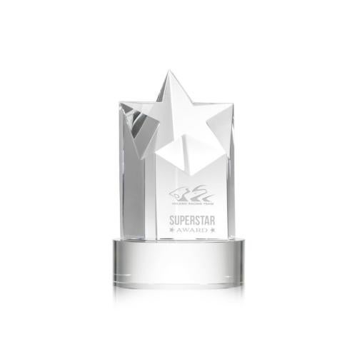Awards and Plaques - Crystal Trophies - Weber Star on Lockwood Base - Clear