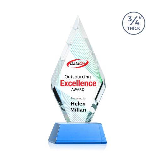 Awards and Plaques - Crystal Trophies - Richmond Full Color on Helton Sky Blue Crystal Trophy