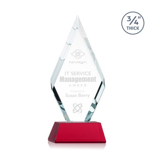 Awards and Plaques - Crystal Trophies - Richmond on Helton Base Red Crystal Trophy