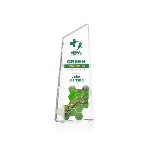 Awards and Plaques - Crystal Trophies - Bishop Tower Full Color Peaks Crystal Trophy