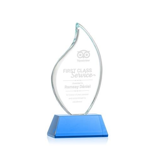 Awards and Plaques - Crystal Trophies - Teague on Helton Sky Blue Flame Crystal Trophy