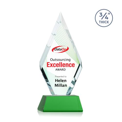 Awards and Plaques - Crystal Trophies - Richmond Full Color on Helton Green Crystal Trophy