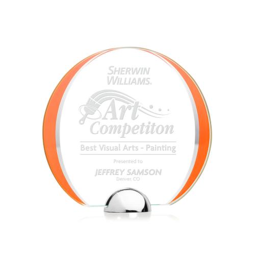 Awards and Plaques - Crystal Trophies - Stanton Orange Circle Crystal Trophy