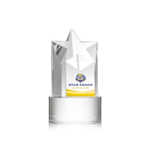 Awards and Plaques - Crystal Trophies - Weber Full Color on Round Base Clear Crystal Trophy