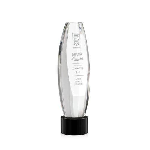 Awards and Plaques - Crystal Trophies - Hoover on Round Base Black Towers Crystal Trophy