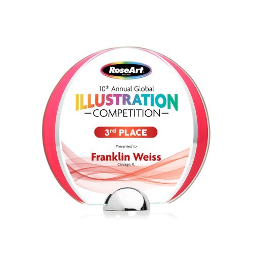 Awards and Plaques - Crystal Trophies - Stanton Full Color Red Circle Crystal Trophy