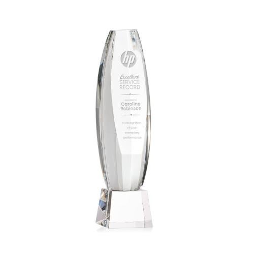 Awards and Plaques - Crystal Trophies - Hoover on Small Base Clear Towers Crystal Trophy