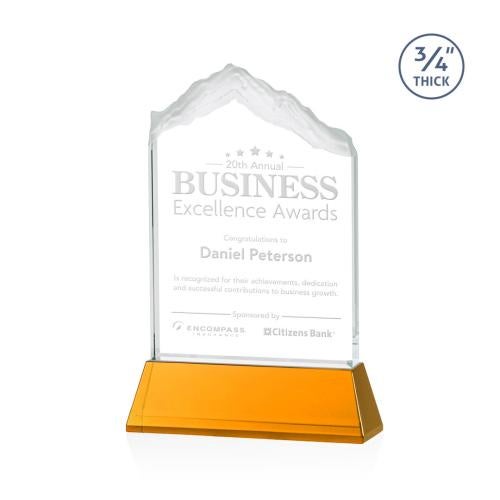 Awards and Plaques - Crystal Trophies - Lowery on Helton Amber Peaks Crystal Trophy