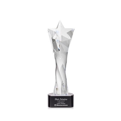 Awards and Plaques - Crystal Trophies - Arlington Star on Half Round Base Black Crystal Trophy