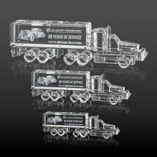 Crystal 18 Wheeler Unique 3D Crystal Trophy - Crystal Trophies