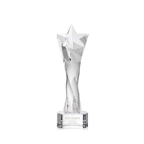 Awards and Plaques - Crystal Trophies - Arlington Star on Half Round Base Clear Crystal Trophy