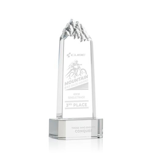Awards and Plaques - Crystal Trophies - Himalayas Tower on Base Clear Peaks Crystal Trophy