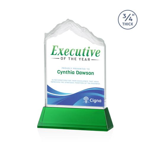 Awards and Plaques - Crystal Trophies - Lowery Full Color on Helton Green Peaks Crystal Trophy