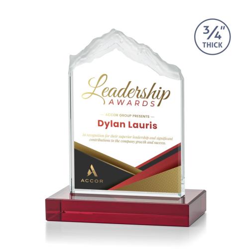 Awards and Plaques - Crystal Trophies - Lowery Full Color Red Peaks Crystal Trophy