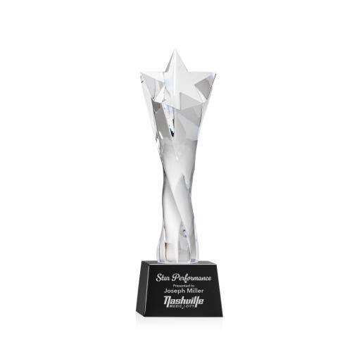 Awards and Plaques - Crystal Trophies - Arlington Star on Small Base Black Crystal Trophy
