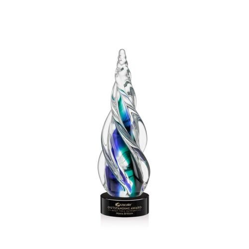 Awards and Plaques - Glass Trophies - Art Glass Trophies - Alderon on Lockwood Base - Black