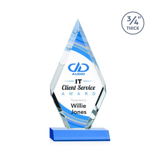 Awards and Plaques - Crystal Trophies - Richmond Full Color Sky Blue Crystal Trophy