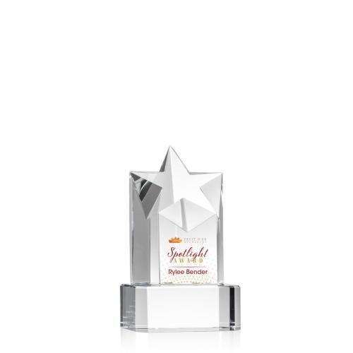 Awards and Plaques - Crystal Trophies - Weber Full Color on Corned Base Clear Crystal Trophy