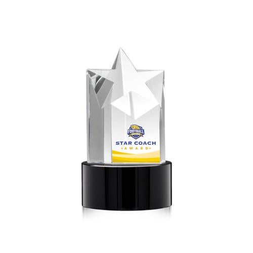 Awards and Plaques - Crystal Trophies - Weber Full Color on Round Base Black Crystal Trophy