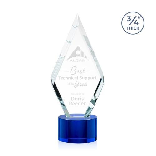 Awards and Plaques - Crystal Trophies - Richmond on Round Base Blue Crystal Trophy