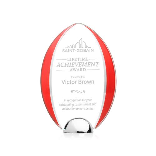 Awards and Plaques - Crystal Trophies - Lincoln Red Tear Drop Crystal Trophy