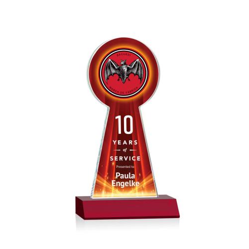 Awards and Plaques - Crystal Trophies - Laidlaw Full Color Red Towers Crystal Trophy