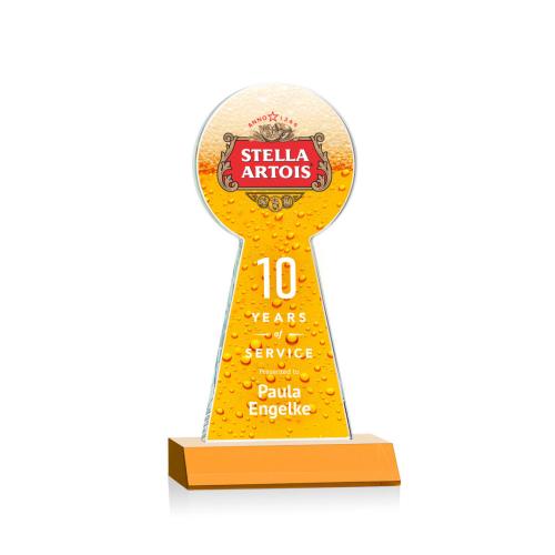 Awards and Plaques - Crystal Trophies - Laidlaw Full Color Amber Towers Crystal Trophy