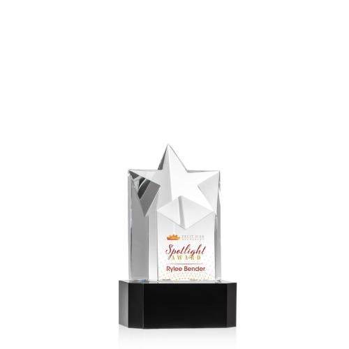 Awards and Plaques - Crystal Trophies - Weber Full Color on Corned Base Black Crystal Trophy