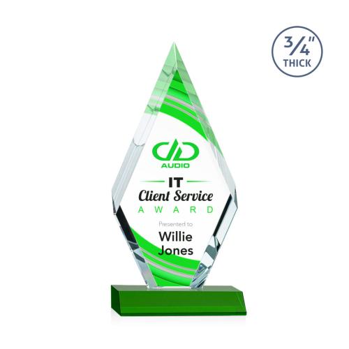 Awards and Plaques - Crystal Trophies - Richmond Full Color Green Crystal Trophy