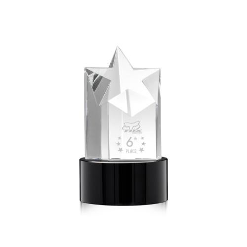 Awards and Plaques - Crystal Trophies - Weber Star on Round Base - Black
