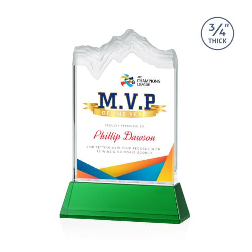 Awards and Plaques - Crystal Trophies - Castellanos Full Color on Helton Green Peaks Crystal Trophy