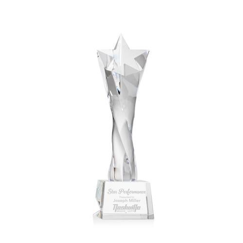 Awards and Plaques - Crystal Trophies - Arlington Star on Small Base Clear Crystal Trophy