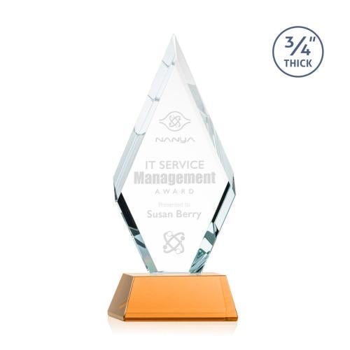 Awards and Plaques - Crystal Trophies - Richmond on Helton Base Amber Crystal Trophy