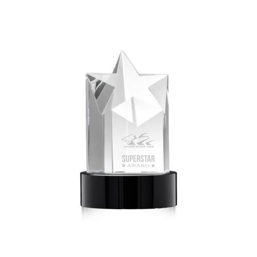 Awards and Plaques - Crystal Trophies - Weber Star on Lockwood Base - Black