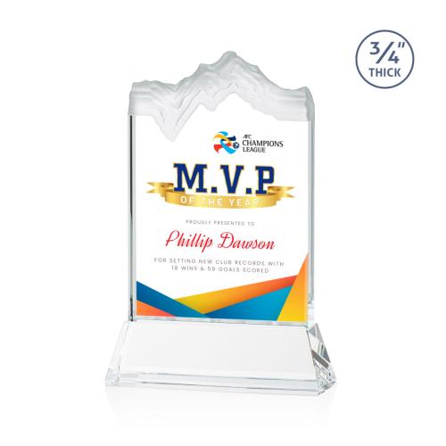 Awards and Plaques - Crystal Trophies - Castellanos Full Color on Helton Starfire Peaks Crystal Trophy