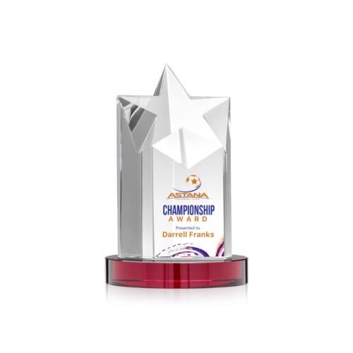 Awards and Plaques - Crystal Trophies - Weber Full Color on Charles Base Red Crystal Trophy