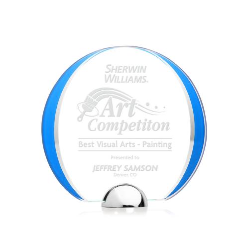 Awards and Plaques - Crystal Trophies - Stanton Blue Circle Crystal Trophy