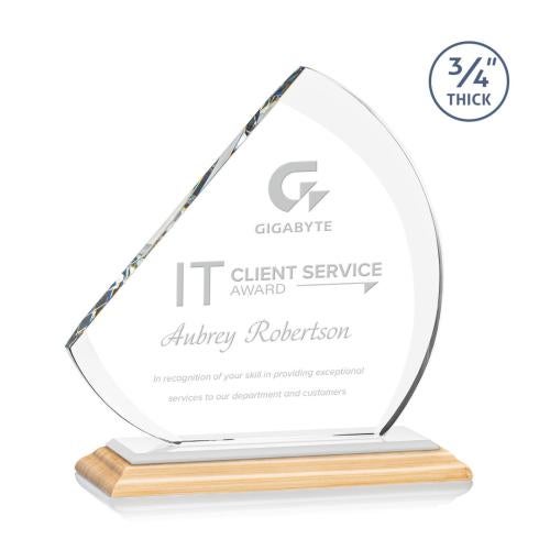 Awards and Plaques - Crystal Trophies - Yanez Bamboo/White Peaks Wood Trophy