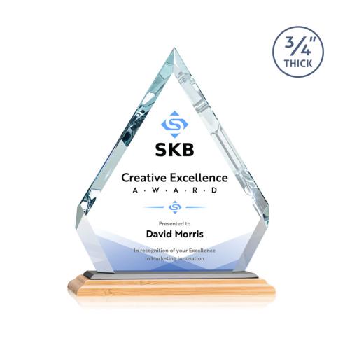 Awards and Plaques - Crystal Trophies - Apex Full Color Bamboo/Black Wood Trophy